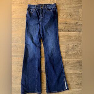 Ann Taylor Dark Blue Flare Jeans w slits at hem